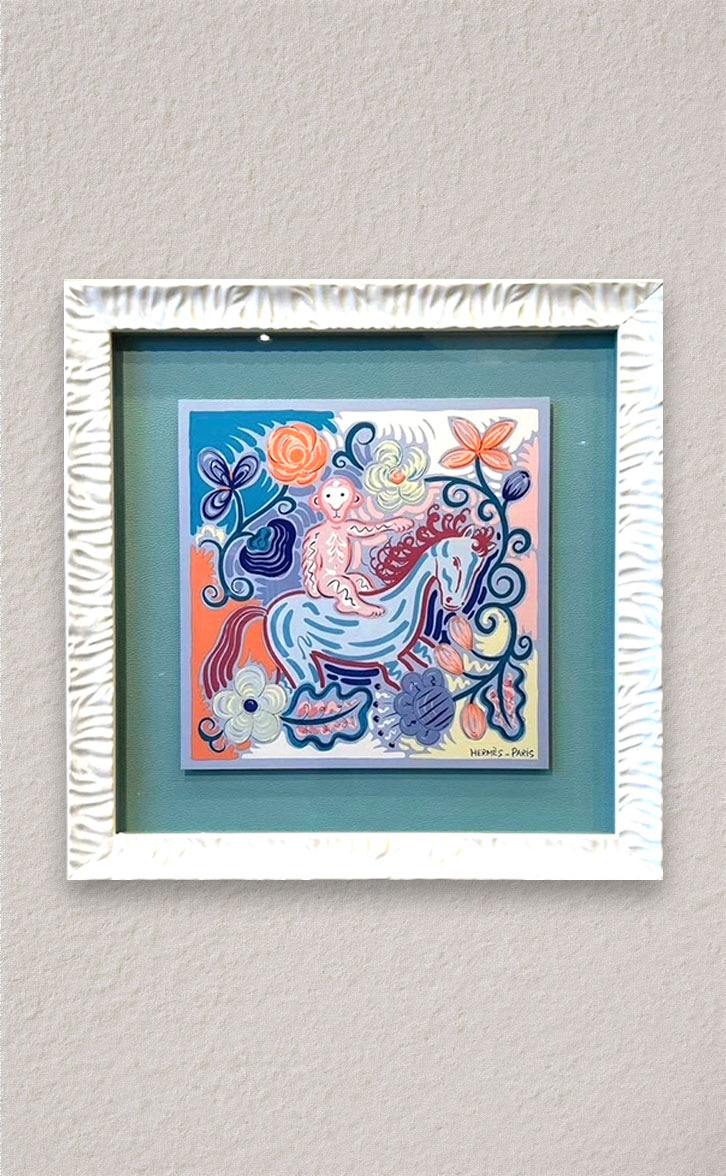 スカーフ額装「エルメス ガウロッシュカレ45 立体額装」 - 京額